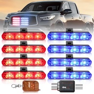 Kit Strobo LED Carro 8 Leds Vermelho Azul - Luz Estroboscópica Emergência 12V - imagem 1