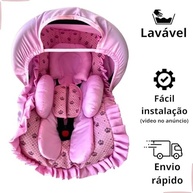 Kit 5 Peças Bebê Conforto: Capa Protetor Cinto, Capota e Redutor (0-13kg) - Estilo Coroa Rosa - imagem 4
