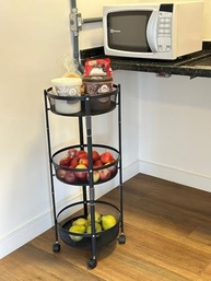 Fruteira Organizadora Retrátil 3 Andares em Aço Carbono com Rodinhas - Solução Inteligente para Qualquer Ambiente - imagem 2