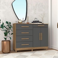 Cômoda 2 Portas 5 Gavetas Sirius Nature/Alasca - Organize seu Espaço com Estilo - imagem 1