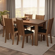 Conjunto de Sala de Jantar Analu Madesa - Mesa com Tampo de Madeira e 6 Cadeiras Rustic/Preto - imagem 1