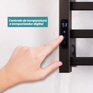 Toalheiro Elétrico Térmico 30x45 com Display Digital e Temporizador 110V - Design Moderno em Preto - imagem 5