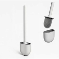 Escova Sanitária de Silicone com Suporte de Parede - Design Moderno e Limpeza Higiênica - imagem 1