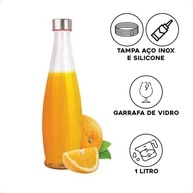 Garrafas de Vidro com Tampa de Aço Inoxidável - 100% à Prova de Vazamentos, Sem BPA, para Água, Sucos e Detox - Conjunto com 2 Unidades - imagem 4