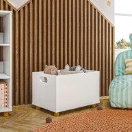 Caixa Organizadora de Brinquedos em Madeira - Modelo Montessoriano com Pés Cilíndricos - imagem 1