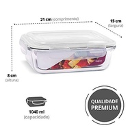 Kit 4 Potes de Vidro Retangular com Tampa Hermética 1040ml - Armazenamento Fresco e Seguro - imagem 4