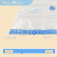 Pacote com 6 Sacos de Vácuo para Roupas e Cobertores com Bomba Manual - Economize Espaço com Proteção Total - imagem 5