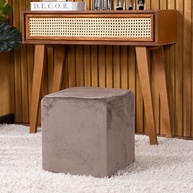 Capa de Puff Quadrado Lisa em Veludo Suede com Elástico Ajustável - Proteção e Estilo para Sala e Quarto - imagem 3