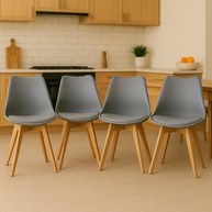 Kit 4 Cadeiras Saarinen Leda Design - Base Madeira Cinzas | Conforto e Estilo para sua Sala de Jantar - imagem 1