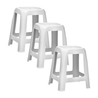 Conjunto com 3 Banquetas Brancas Modernas - Design Ergonômico e Empilhável - imagem 4