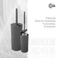 Escova Sanitária com Suporte Serene Cinza Chumbo - Higiene Moderna e Sem Contato para Banheiro - imagem 4