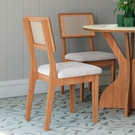 Cadeiras Dalla Costa com Assento Estofado e Encosto em Tela - Design Ergonômico em MDF Freijó Bege - imagem 3