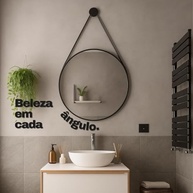 Espelho Decorativo Redondo 60cm com Alça em Couro Ecológico – Design Jacques Adnet para Banheiro, Quarto e Sala - imagem 5