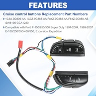 Kit Botões Controle Cruzeiro Volante 1C3A9D809AA para Ford F-150/250/350 Super Duty, E-Series, Excursion e Expedition - imagem 3
