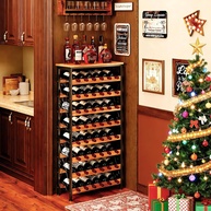 Suporte para 48 Garrafas de Vinho com Tampo de Madeira - Prateleira Organizadora 8 Camadas para Cozinha e Adega - imagem 1