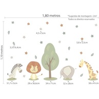 Adesivo de Parede Infantil Safari - Árvore e Animais para Decoração do Quarto - imagem 3