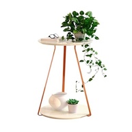 Mesinha Lateral Redonda Sofia em Off White com Pés de Ferro Cobre - Decore com Estilo e Funcionalidade - imagem 2