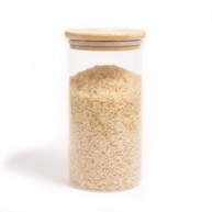 Pote de Vidro 1,1L com Tampa de Bambu Hermética - Oikos Redondo Flat - imagem 1