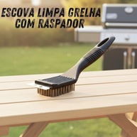 Escova de Aço Profissional para Limpeza de Grelha - Raspador de Churrasqueira com Cerdas Resistentes e Cabo Ergonômico - imagem 4