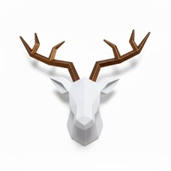 Cabeça de Veado Geométrica em Resina Dourada - Escultura 3D para Decoração de Parede - imagem 1
