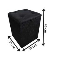 Puff Baú Decorativo em Suede Preto com Compartimento de Armazenamento | Assento Confortável e Organizador Moderno - imagem 3