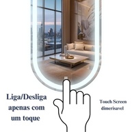 Espelho de Parede Iluminado Oval 50x80cm com LED Touch Dimmer - Design Moderno e Fácil Instalação - imagem 5