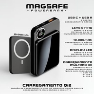 Carregador Portátil Magnético 10.000mAh: Indução Rápida 22,5W com Display LED - imagem 4