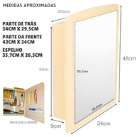 Armário para Banheiro Grande com Espelho e Nichos Divisores - Modelo Imperial Luxo Bege - imagem 3