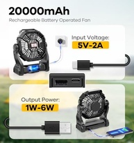 Ventilador de Acampamento com Lanterna LED 30000mAh - Recarregável, Portátil e Multifuncional - imagem 4