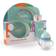 Kit Alimentação Fibra de Bambu - Prato, Bowl, Talheres e Copos Seguros para Bebês | Pippo Fundo do Mar - imagem 1