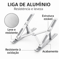 Suporte Dobrável para Notebook 6–17" em Alumínio – Ergonômico, com 7 Níveis de Altura, Leve e Portátil - imagem 3