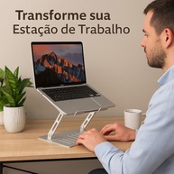 Suporte Notebook Ergonômico em Aço Carbono Ajustável 10-17.3" - Home Office e Estudos - imagem 3