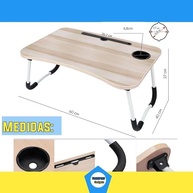 Mesa Portátil Dobrável com Suporte para Tablet e Copos - 60x27 cm - Ideal para Home Office, Sofá e Cama - imagem 3