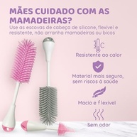 Kit de Escovas ALENKO para Garrafa e Mamadeira - 3 Peças com Escova Grande, Pequena e Corrente Flexível - imagem 4