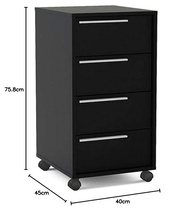 Gaveteiro Maia 4 Gavetas com Rodízios Preto - Organize com Estilo e Mobilidade - imagem 3