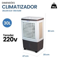 Climatizador Portátil 4 em 1 Zellox ZLX-30A - Ar Frio com Sistema Evaporativo, Oscilação e Rodinhas - imagem 3