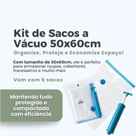 Kit 5 Sacos à Vácuo 50x60 cm com Bomba Manual - Organize e Economize Espaço com Proteção Total - imagem 4