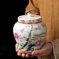 Urna de Cerâmica Elegante com Estampa Floral e Pássaros - Memorial para Mãe Amada - imagem 3