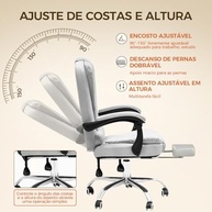 Cadeira Presidente Ergonômica Cinza - Apoio para Pés e Encosto Ajustável - imagem 4