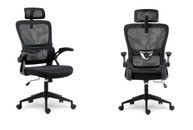 Cadeira de Escritório Presidente Ergonômica com Apoio Lombar Ajustável, Design Moderno e Base Reforçada (Preto e Branco) - imagem 2