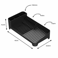 Escorredor de Louças Compact Preto Trium - Design Moderno e Espaço Otimizado - imagem 4