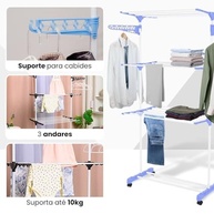 Varal de Chão 3 Andares Dobrável com Rodas - Ideal para Apartamentos e Espaços Pequenos - imagem 5