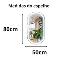 Espelho de Parede Iluminado Oval 50x80cm com LED Touch Dimmer - Design Moderno e Fácil Instalação - imagem 4
