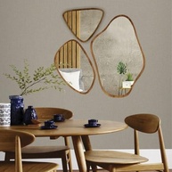 Conjunto de 3 Espelhos Orgânicos em Madeira | Decoração Moderna para Sala, Quarto e Banheiro - imagem 2