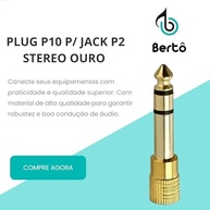 Kit 3 Adaptadores P2 Fêmea para P10 Macho Estéreo - Áudio Profissional Gold Premium - imagem 3