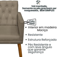 Poltrona Decorativa com Puff Capitonê Moderna em Suede Cappuccino - Conforto e Estilo para Sala - imagem 5