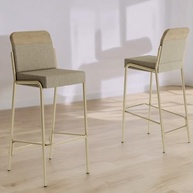 Kit 2 Banquetas Altas Modernas com Encosto Estofado - Design Bamboo e Dourado - imagem 5
