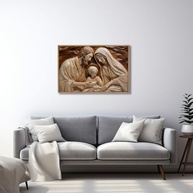 Quadro Decorativo Sagrada Família - 60x90cm em Madeira com Vidro - Design Religioso Inspirador - imagem 3