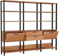 Estante Elegante 3 Torres com Gaveteiro e 2 Portas - Design Moderno em Freijo e Preto Fosco - imagem 1