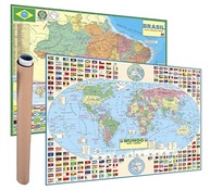 Kit 2 Mapas Gigantes 120x90cm: Brasil Político + Mapa Mundi Político Atualizado - imagem 2
